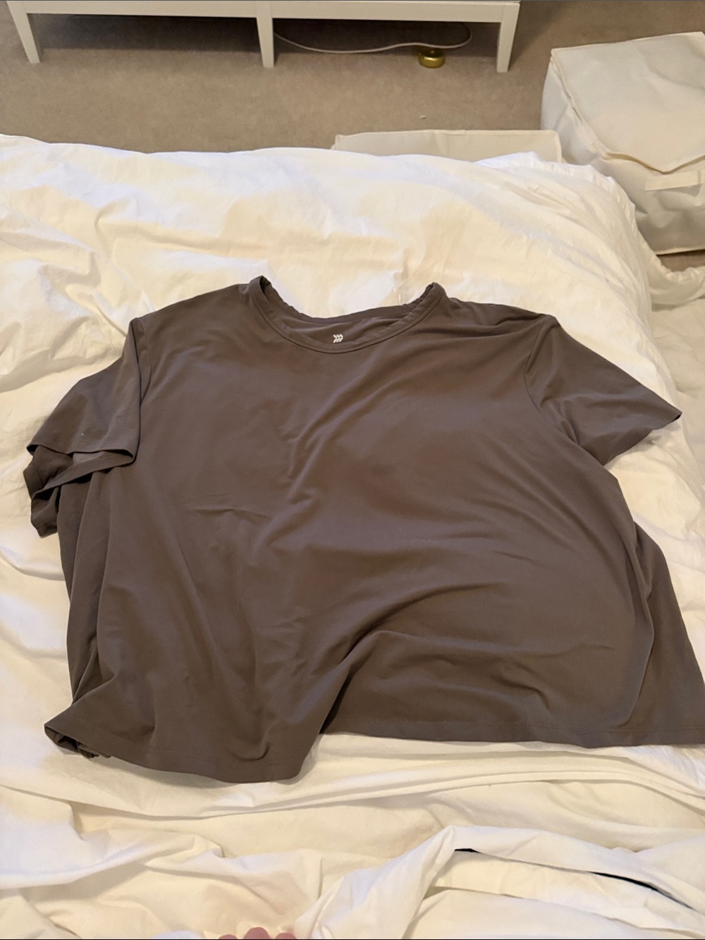 all in motion Taupe Short Sleeve Crewneck Crop Top